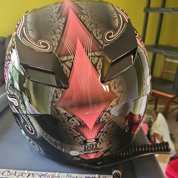 Women's Pink and Black Helmet - Picture 3 of 4